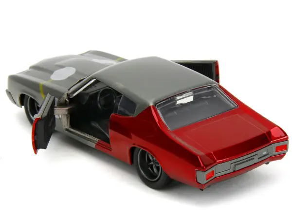 1970 Chevrolet Chevelle SS Gray Metallic and Red Metallic with Black Hood and Thor Diecast Figure "The Avengers" "Hollywood Rides" Series 1/32 Diecast Model Car by Jada #5