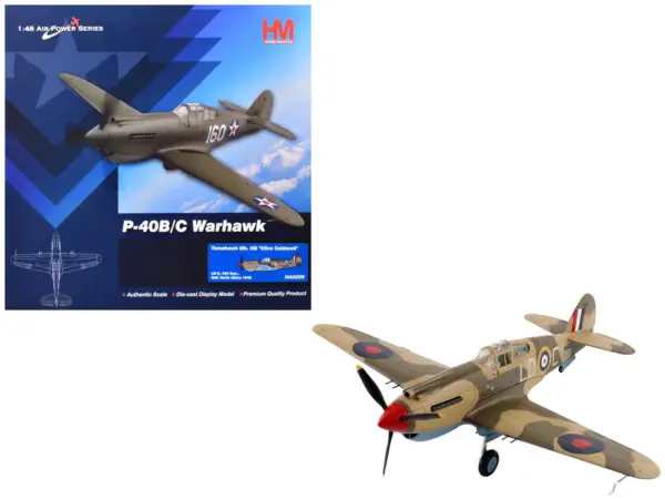 Curtiss P-40 Warhawk Tomahawk Mk IIB Aircraft "LD-C Clive Caldwell No. 250 Squadron North Africa" (1942) British Royal Air Force "Air Power Series" 1/48 Diecast Model by Hobby Master #1