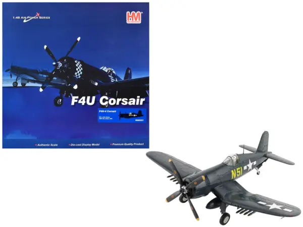 Vought F4U-4 Corsair Aircraft "N51 John Glenn VMF-155 China" (1945) United States Marine Corps "Air Power Series" 1/48 Diecast Model by Hobby Master #1