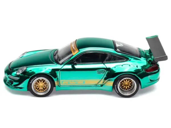 997 RWB Spectraflame Teal with Gold Stripes "Tokyo Auto Salon - Hong Kong 2025" 1/64 Diecast Model Car by Pop Race #3