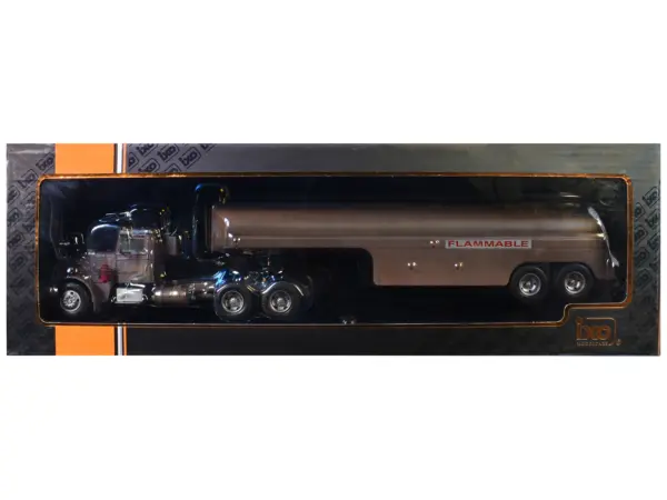 1955 Peterbilt 281 Truck with Tank Trailer Brown (Weathered) 1/43 Diecast Model by IXO Models #3