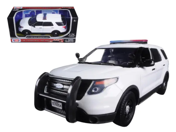 2015 Ford Police Interceptor Utility Unmarked White 1/24 Diecast Model Car by Motormax #1