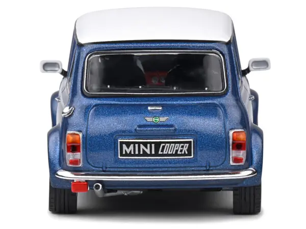 1994 Mini Cooper Sport Tahiti Blue Metallic with White Top and Stripes 1/43 Diecast Model Car by Solido #4