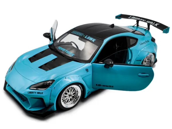 2024 Toyota GR86 LBWK Body Kit RHD (Right Hand Drive) Baby Blue with Black Top 1/18 Diecast Model Car by Solido #2