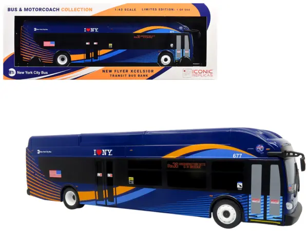 New Flyer Xcelsior Transit Bus "MTA New York City" Blue with Graphics "The Bus & Motorcoach Collection" Limited Edition to 504 Pieces Worldwide 1/43 Model by Iconic Replicas #1
