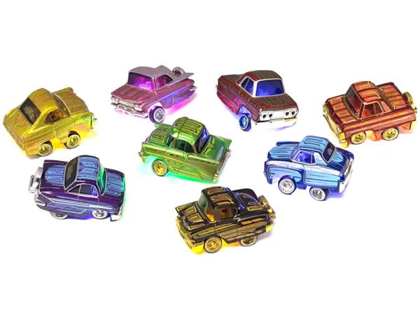 "Lowriders Show Glow" Series 1 Set of 8 Pieces Diecast Model Cars by CarTuned #3