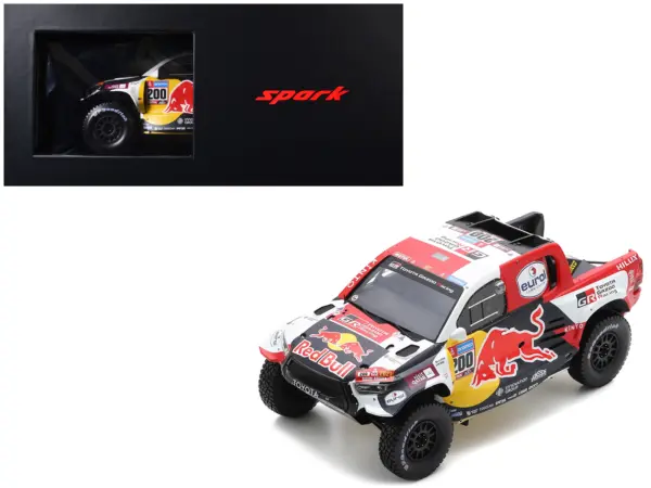 Toyota GR SKR HILUX T1+ Pickup Truck #200 Nasser Al-Attiyah - Mathieu Baumel "Toyota Gazoo Racing" Winner "Dakar Rally" (2023) with Acrylic Display Case 1/18 Model Car by Spark #1
