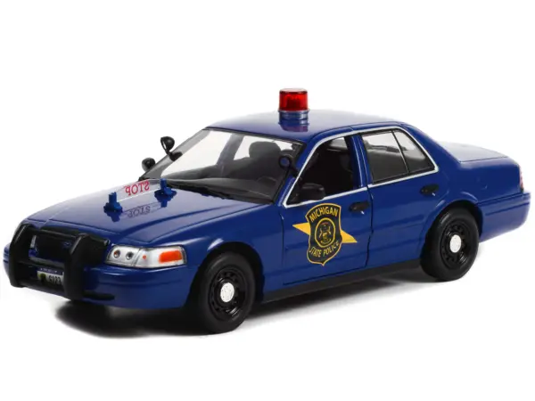 2008 Ford Crown Victoria Police Interceptor Dark Blue "Michigan State Police" "Hot Pursuit" Series 1/24 Diecast Model Car by Greenlight #3