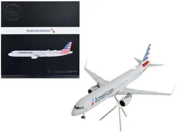 Airbus A321neo Commercial Aircraft "American Airlines" Silver with Striped Tail "Gemini 200" Series 1/200 Diecast Model Airplane by GeminiJets #1