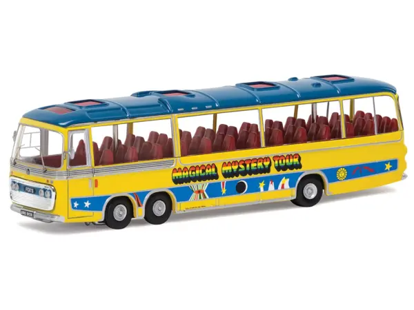 The Beatles "Magical Mystery Tour" Bus Yellow with Blue Top and Graphics Diecast Model Car by Corgi #2