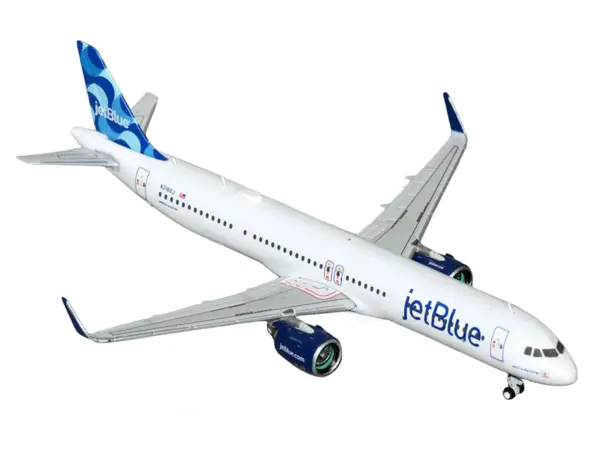 Airbus A321neo Commercial Aircraft "JetBlue Airways" (N2180J) White with Blue Tail 1/400 Diecast Model Airplane by GeminiJets #2