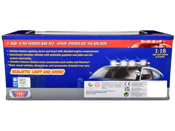 2015 Ford Police Interceptor Utility White with Flashing Light Bar and Front and Rear Lights and 2 Sounds 1/18 Diecast Model Car by Motormax #3