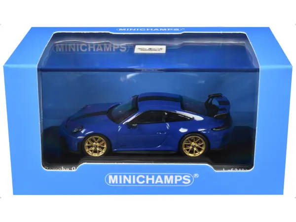 2025 Porsche 911 (992.2) GT3 Weissach Package Blue with Carbon Stripe Limited Edition to 240 pieces Worldwide 1/64 Diecast Model Car by Minichamps #3