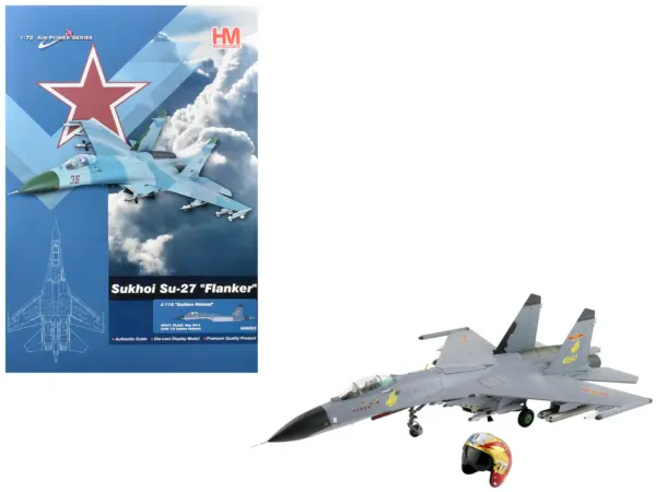 Shenyang J-11A Fighter Aircraft "40547 Golden Helmet" (2014) People's Liberation Army Air Force with 1/8 Scale Golden Helmet "Air Power Series" 1/72 Diecast Model by Hobby Master #1