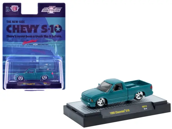 1995 Chevrolet S10 Pickup Truck Teal Metallic Limited Edition to 15400 pieces Worldwide 1/64 Diecast Model Car by M2 Machines #1