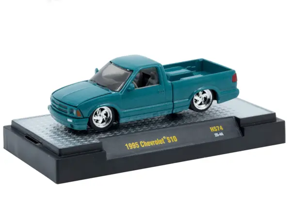 1995 Chevrolet S10 Pickup Truck Teal Metallic Limited Edition to 15400 pieces Worldwide 1/64 Diecast Model Car by M2 Machines #2
