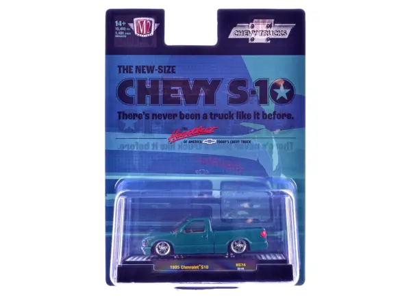 1995 Chevrolet S10 Pickup Truck Teal Metallic Limited Edition to 15400 pieces Worldwide 1/64 Diecast Model Car by M2 Machines #3