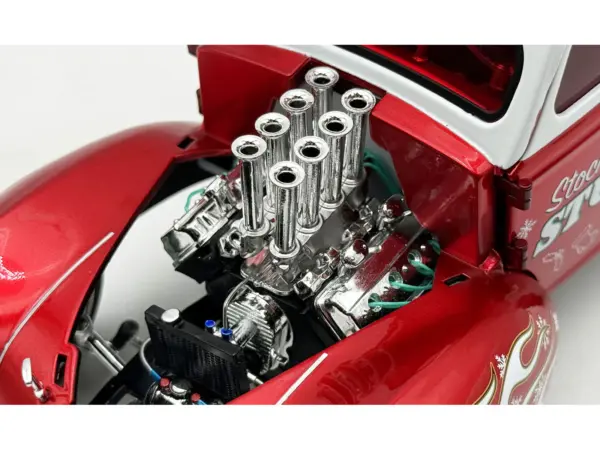 1940 Gasser "Stockin Stuffer" Red Chrome with White Top and Graphics Limited Edition to 126 pieces Worldwide 1/18 Diecast Model Car by ACME #4