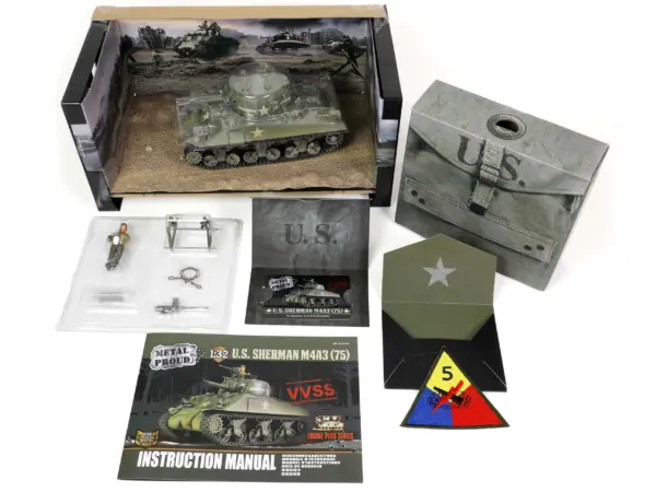 Sherman M4A3 (75) Medium Tank U.S. "Training vehicle C Company 10th Tank Battalion 5th Armored Division New York" (1943) "Engine Plus" Series 1/32 Diecast Model by Metal Proud #5