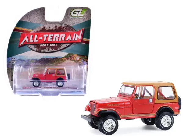 1980 Jeep CJ-7 Laredo Red with Tan Top "All Terrain" Series 17 1/64 Diecast Model Car by Greenlight #1