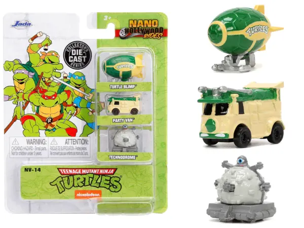 "Teenage Mutant Ninja Turtles" 3 piece Set "Nickelodeon" "Nano Hollywood Rides" Series Diecast Model Cars by Jada #1