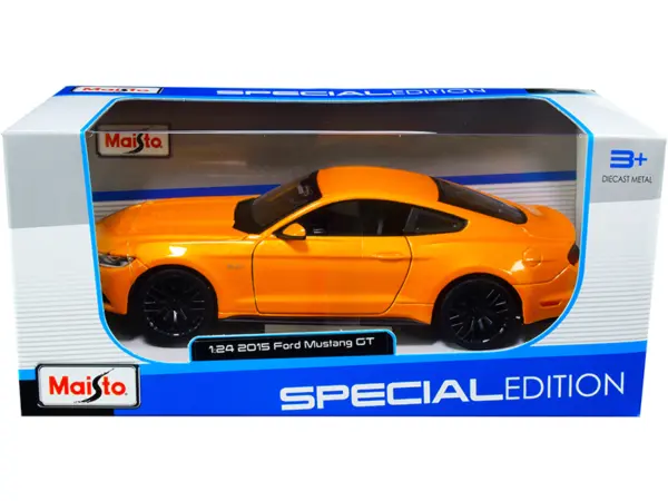 2015 Ford Mustang GT 5.0 Orange Metallic 1/24 Diecast Model Car by Maisto #1