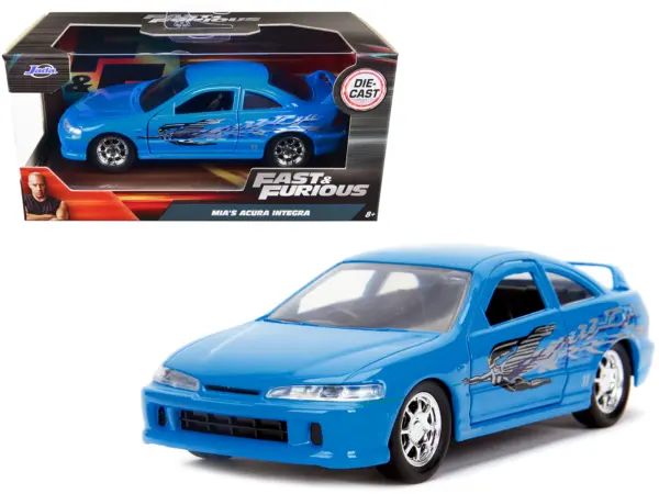 Mia's Acura Integra Light Blue with Graphics "Fast & Furious" Movie 1/32 Diecast Model Car by Jada #1