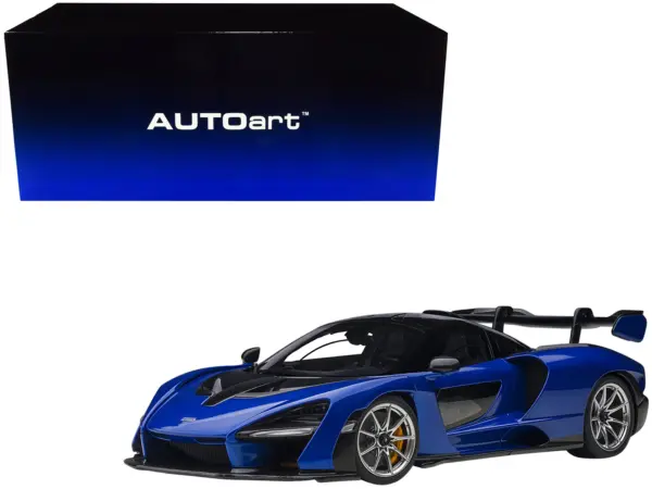Mclaren Senna Trophy Kyanos Blue and Black with Carbon Accents 1/18 Model Car by Autoart #1