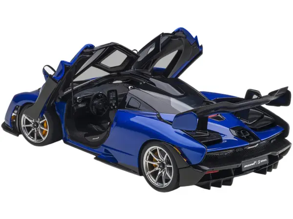 Mclaren Senna Trophy Kyanos Blue and Black with Carbon Accents 1/18 Model Car by Autoart #2