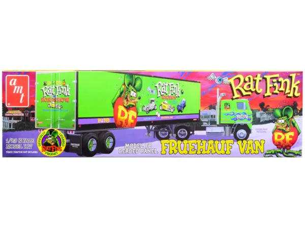 Skill 3 Model Kit Fruehauf FB Beaded Panel Van Trailer "Rat Fink" 1/25 Scale Model by AMT #1