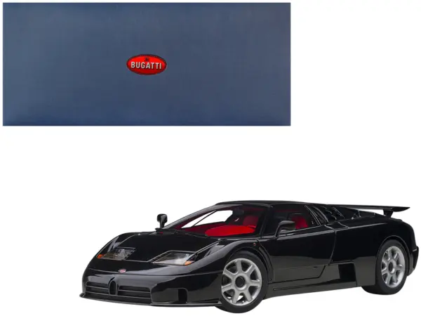 Bugatti EB110 SS Super Sport Nero Vernice Black with Red Interior and Silver Wheels 1/18 Model Car by Autoart #1