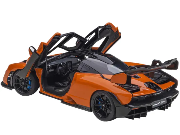 Mclaren Senna Trophy Mira Orange and Black with Carbon Accents 1/18 Model Car by Autoart #2
