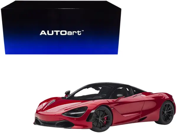 Mclaren 720S Memphis Red Metallic with Black Top and Carbon Accents 1/18 Model Car by Autoart #1