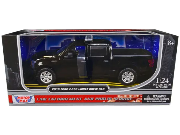 2019 Ford F-150 Lariat Crew Cab Pickup Truck Unmarked Plain Black "Law Enforcement and Public Service" Series 1/24 Diecast Model Car by Motormax #1