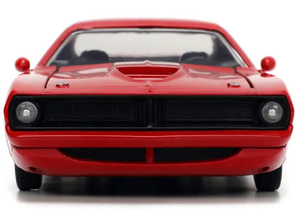 1973 Plymouth Barracuda Red with Black Stripes "Bigtime Muscle" Series 1/24 Diecast Model Car by Jada #4