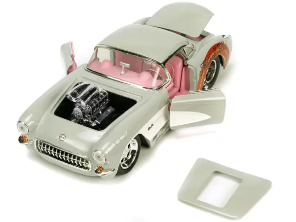 1957 Chevrolet Corvette Beige with Pink Interior with Bugs Bunny Figure "Looney Tunes" "Hollywood Rides" Series 1/24 Diecast Model Car by Jada #2
