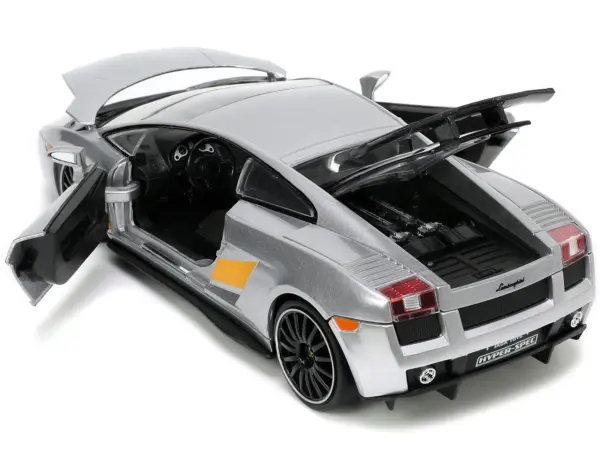 Lamborghini Gallardo Superleggera Silver Metallic with Yellow Stripes "Hyper-Spec" Series 1/24 Diecast Model Car by Jada #3