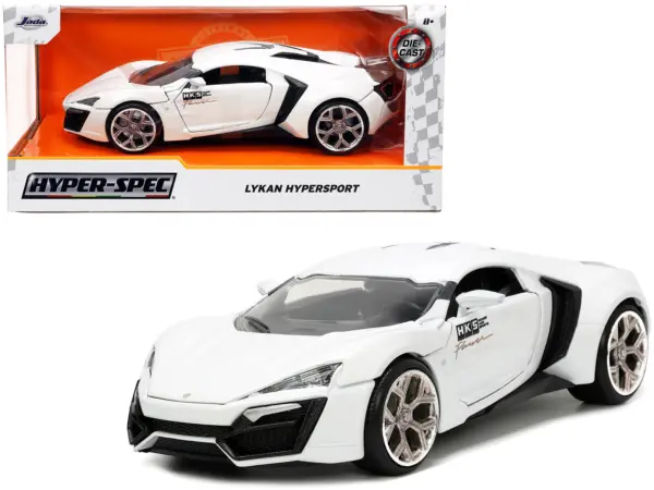 Lykan Hypersport White with Bronze Metallic Rear Spoiler "HKS" "Hyper-Spec" Series 1/24 Diecast Model Car by Jada #1