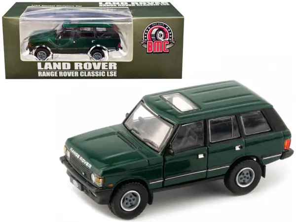 Land Rover Range Rover Classic LSE RHD (Right Hand Drive) Green with Sunroof with Extra Wheels 1/64 Diecast Model Car by BM Creations #1