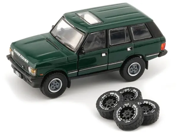 Land Rover Range Rover Classic LSE RHD (Right Hand Drive) Green with Sunroof with Extra Wheels 1/64 Diecast Model Car by BM Creations #2