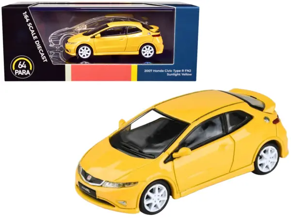 2007 Honda Civic Type R FN2 Sunlight Yellow 1/64 Diecast Model Car by Paragon Models #1