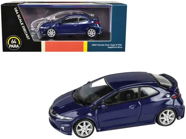 2007 Honda Civic Type R FN2 Sapphire Blue Metallic 1/64 Diecast Model Car by Paragon Models #1