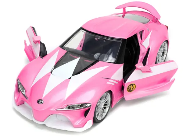Toyota FT-1 Concept Pink Metallic and Pink Ranger Diecast Figurine "Power Rangers" "Hollywood Rides" Series 1/24 Diecast Model Car by Jada #2