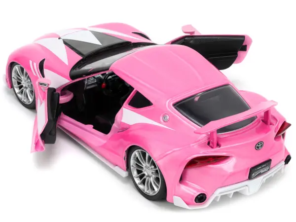 Toyota FT-1 Concept Pink Metallic and Pink Ranger Diecast Figurine "Power Rangers" "Hollywood Rides" Series 1/24 Diecast Model Car by Jada #3