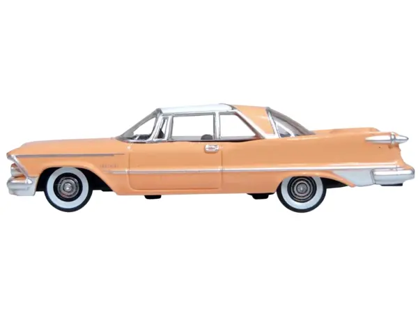 1959 Chrysler Imperial Crown 2 Door Hardtop Persian Pink with White Top 1/87 (HO) Scale Diecast Model Car by Oxford Diecast #2