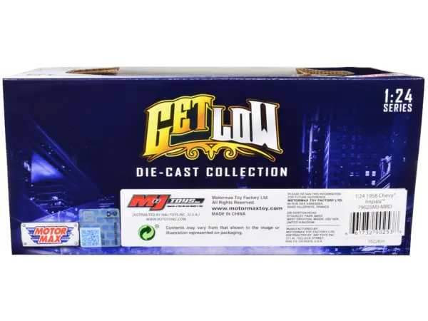 1958 Chevrolet Impala Convertible Lowrider Dark Red Metallic with Red Interior "Get Low" Series 1/24 Diecast Model Car by Motormax #3