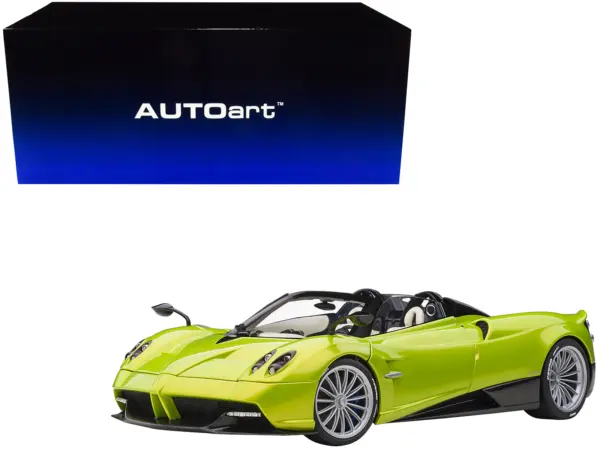 Pagani Huayra Roadster Verde Firenze Green Metallic and Carbon with Luggage Set 1/18 Model Car by Autoart #1