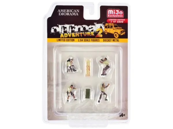"Off-Road Adventure 2" 6 piece Diecast Set (4 Male Figurines and 2 Accessories) Limited Edition to 4800 pieces Worldwide for 1/64 Scale Models by American Diorama #1