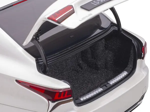 Lexus LS500h Sonic White Metallic with Crimson and Black Interior 1/18 Model Car by Autoart #5