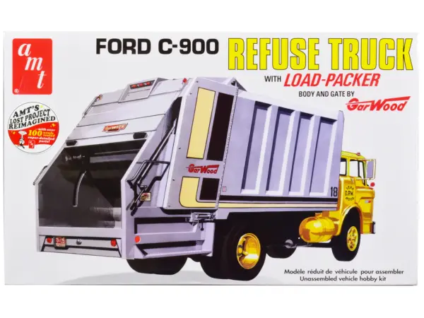 Skill 3 Model Kit Ford C-900 GarWood Refuse Garbage Truck with Load-Packer 1/25 Scale Model by AMT #1